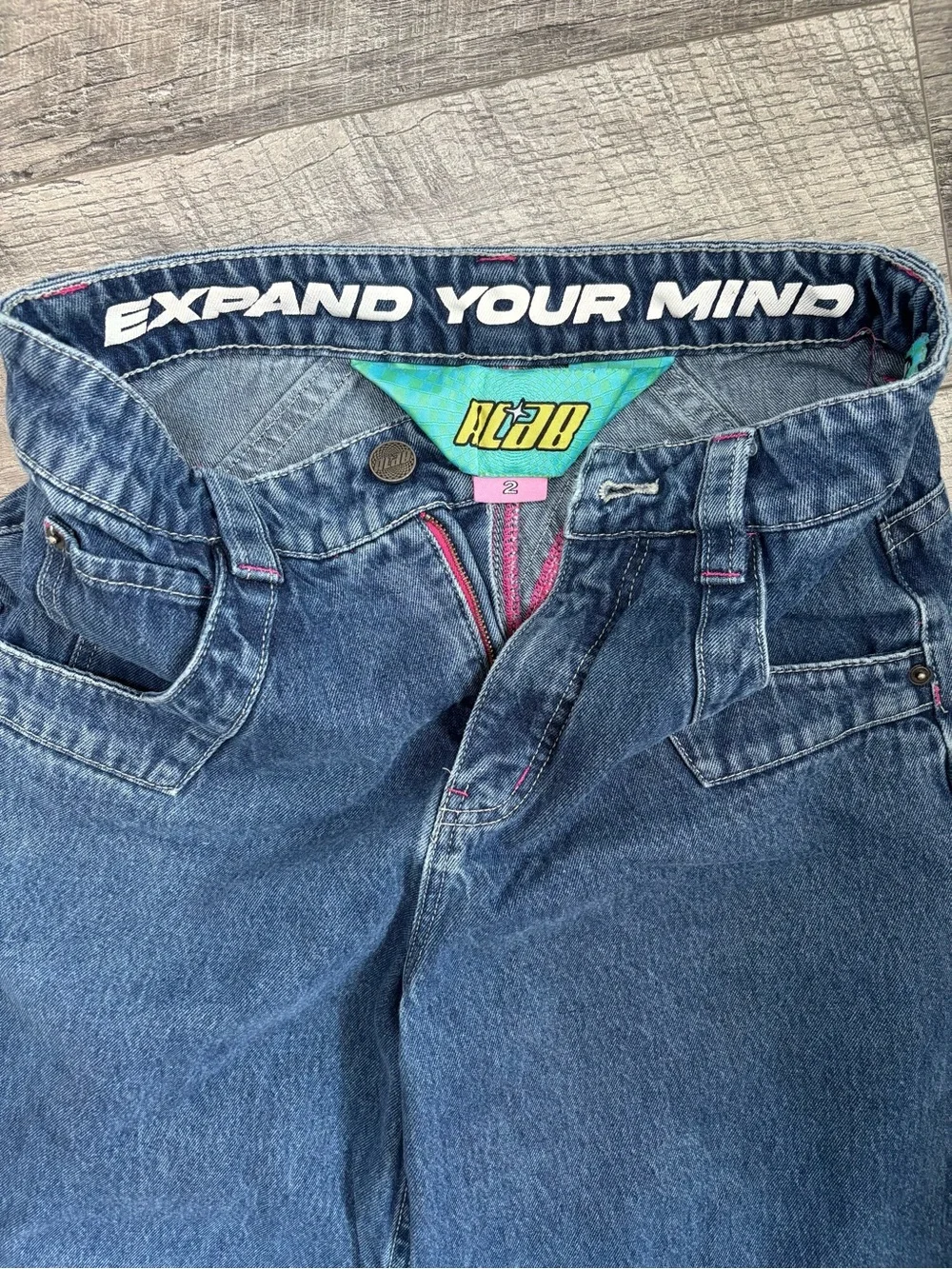 2b Analog Baggy Denim Jorts Shorts Size 2 / S Embroidered Stars Cyber Y2K Rave